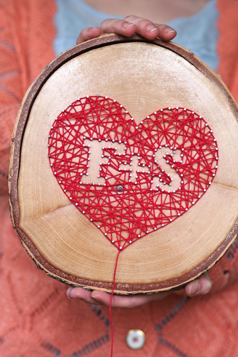 DIY für Fadenkunst mit Wolle, Holz und Nägeln als Liebeserklärung - "Fee ist mein Name"