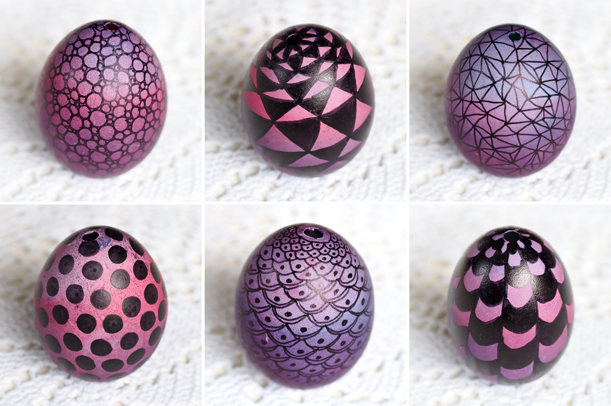 Pink-lila Ombre-Ostereier mit geometrischen Mustern / Pink and purple ombre easter eggs with geometrical patterns - "Fee ist mein Name"