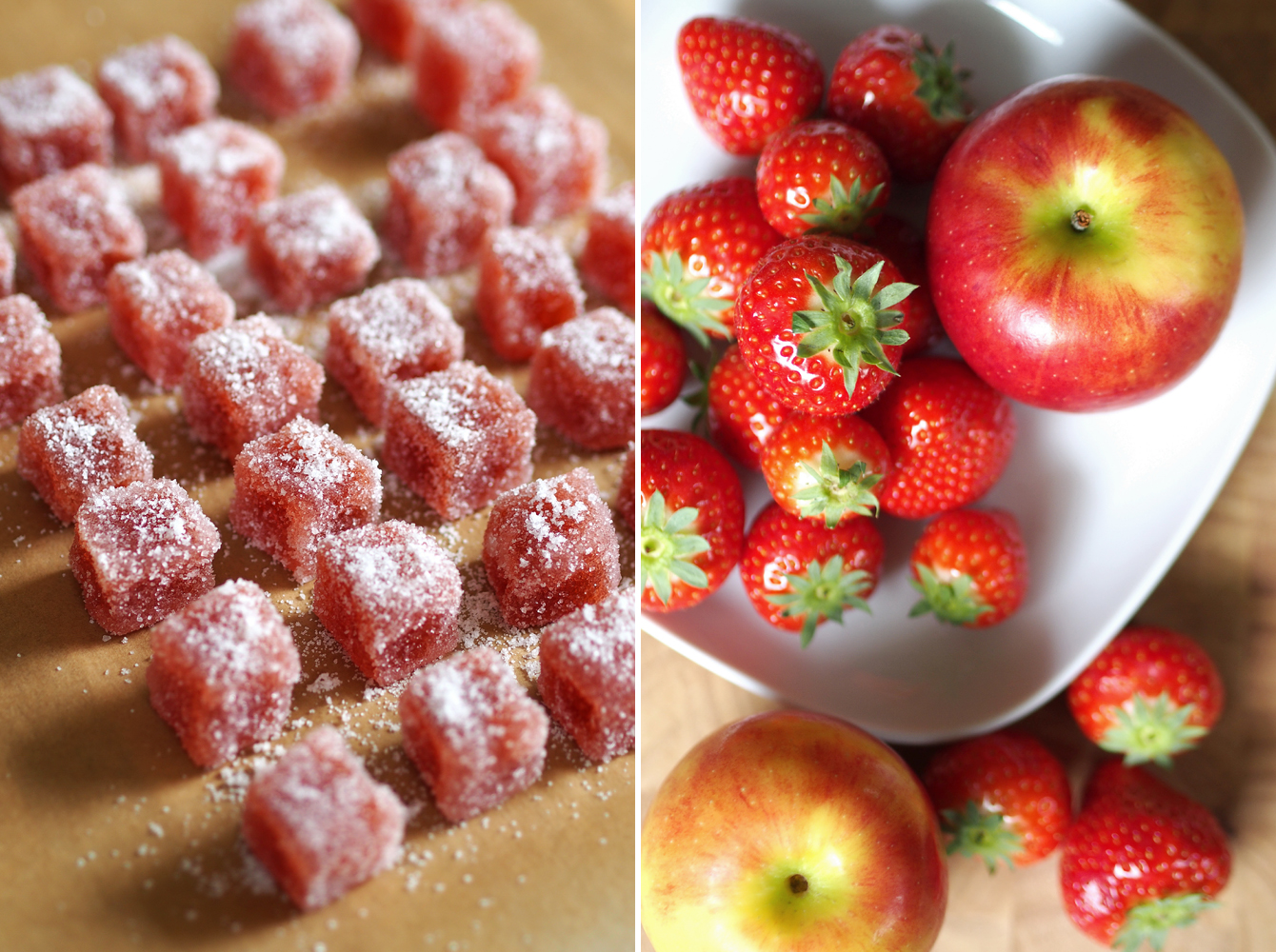 Vefane Erdbeer-Apfel-Geleewürfel - "Fee ist mein Name" // Vegan strawberry apple gum drops