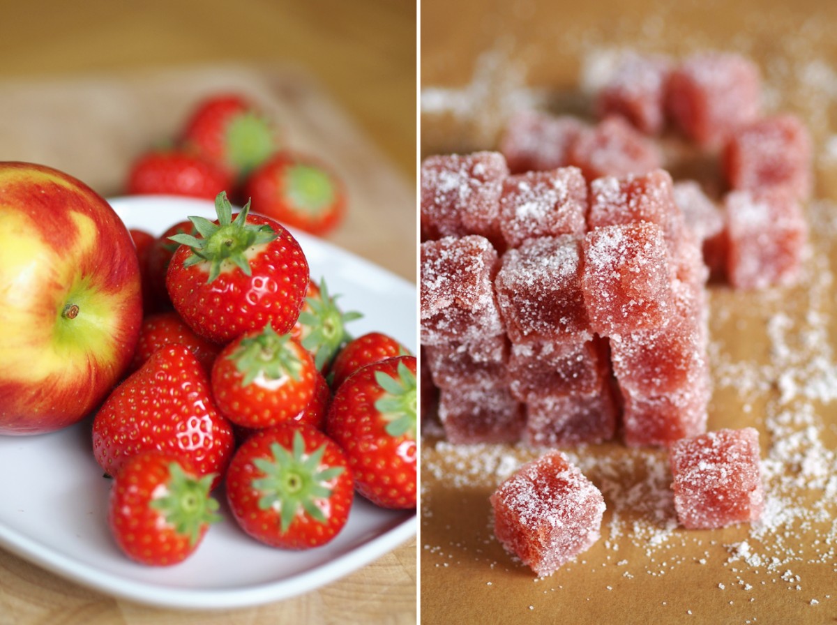 Vegane Erdbeer-Apfel-Geleewürfel für den süßen Zahn