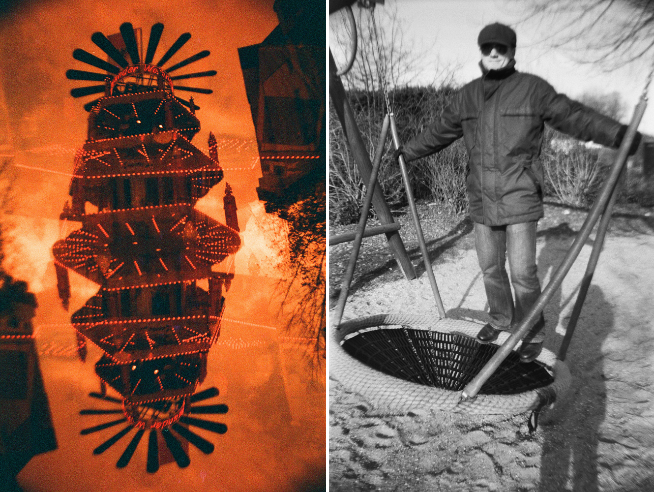 Links Dortmunder Weihnachtsmarkt, rechts Spielplatz - Lomofotos von "Fee ist mein Name"