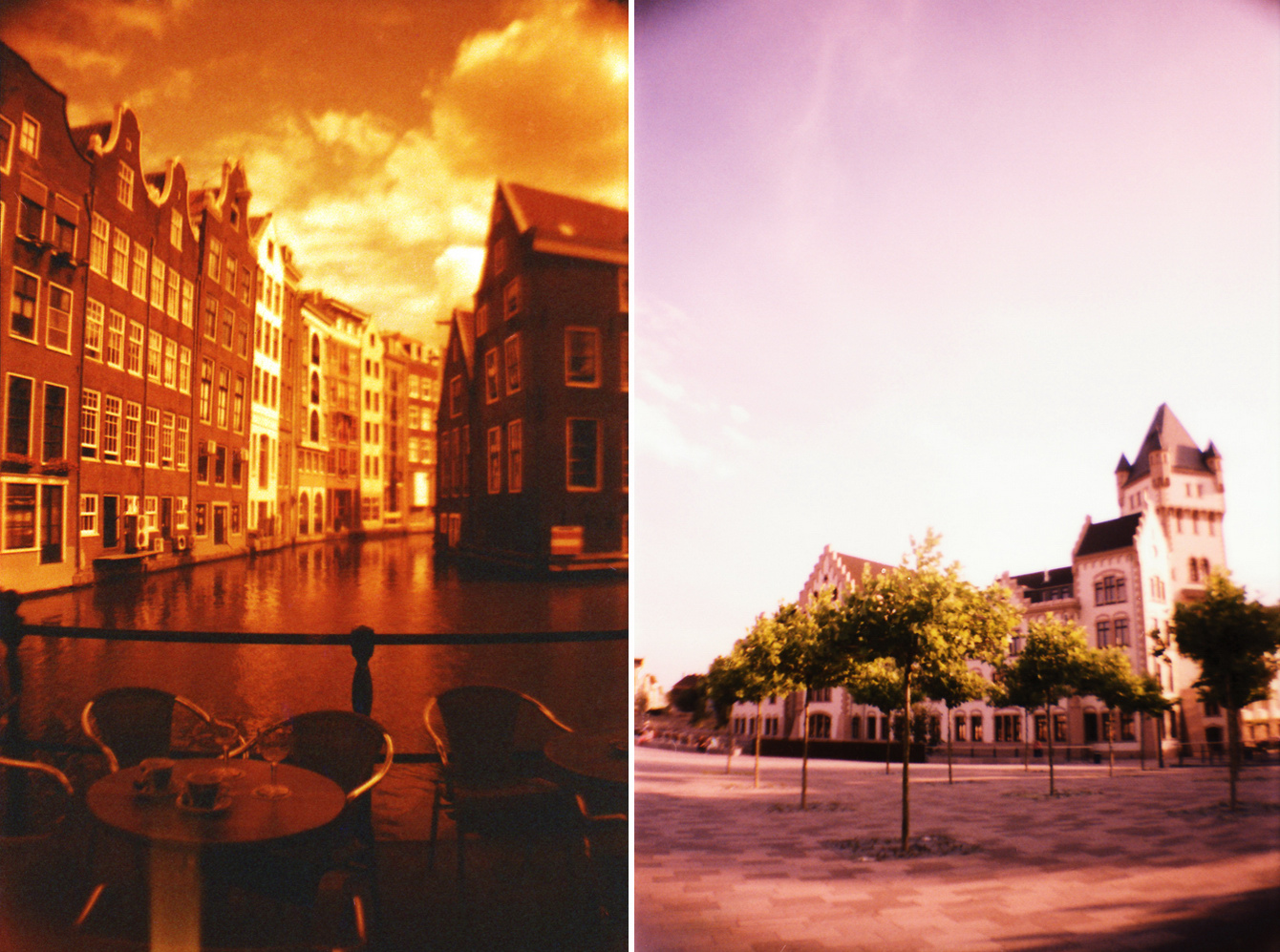 Links: Amsterdam, rechts Hörder Burg - Lomofotos von "Fee ist mein Name"