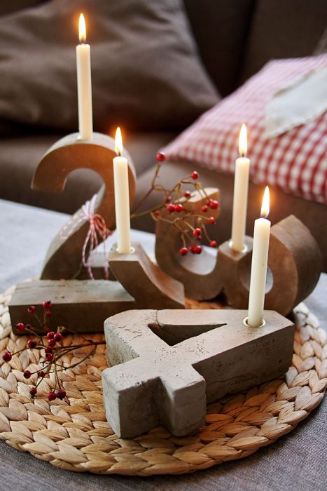 Beton (oder besser: Blitzement-) Adventskranz DIY - "Fee ist mein Name"