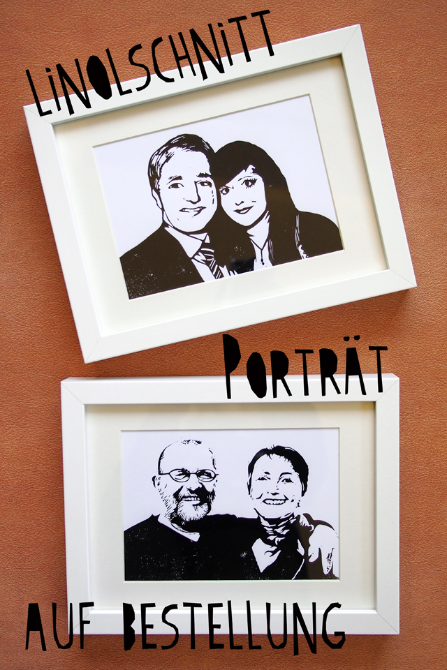 Persönliche Linolschnitt-Porträts auf Bestellung