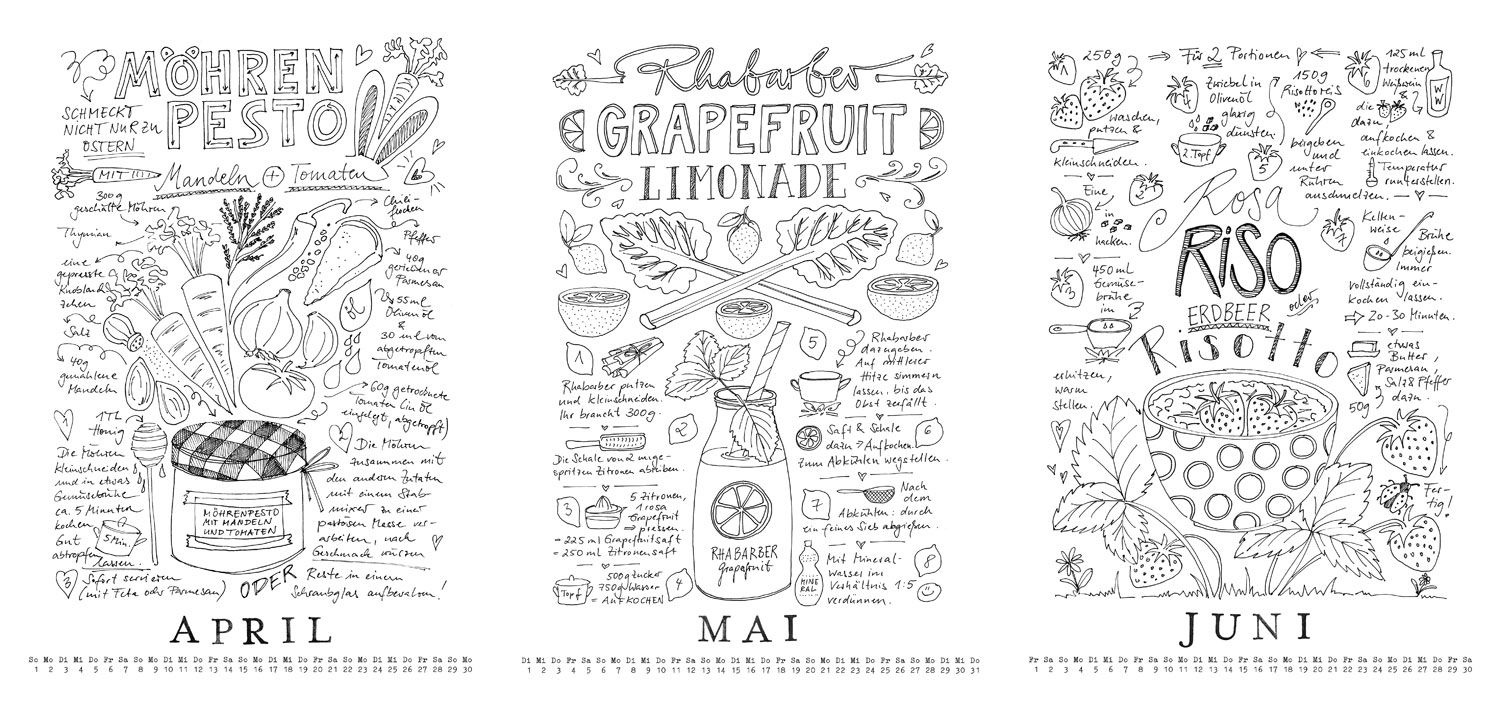 Zeit für die Bescherung: Rezept-Doodle-Kalender 2018 – ein Freebie auf "Fee ist mein Name"