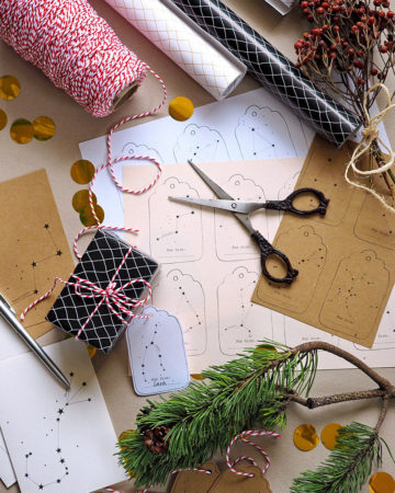 Ich seh‘ Sterne – Geschenkanhänger- und Weihnachtskarten-Freebies mit Sternbildmotiven